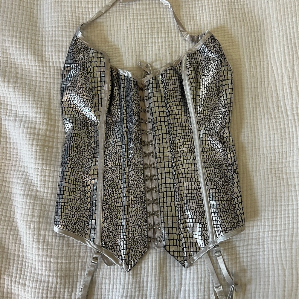 Silver and Black Corset Top